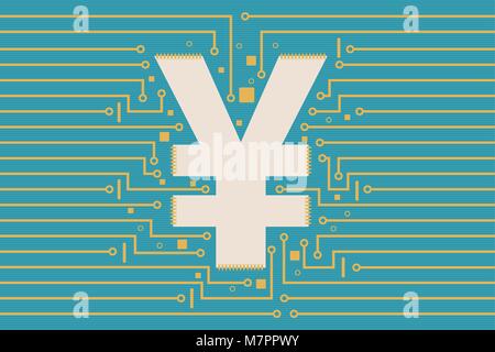 Financial Technology Wealth, Circuit Boards and Currency Symbols Stock Vector