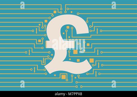 Financial Technology Wealth, Circuit Boards and Currency Symbols Stock Vector