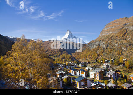 Zermatt, Switzerland - October 28, 2016: View of Matterhorn from Zermatt - Gornergrat railway train Switzerland Stock Photo