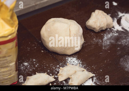 Raw dough for homemade traditional polish dumplings Stock Photo