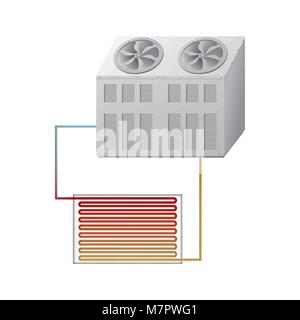 Outdoor and indoor unit chiller. Vector illustration Stock Vector