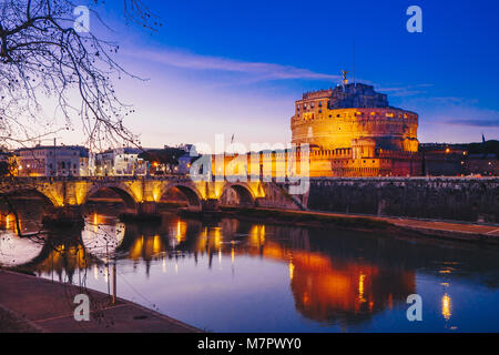 Saint Angelo Castle by night, Rome, Italy