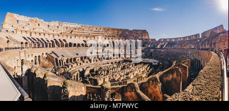 Panorama of the Colosseum interior, Rome, Italy Stock Photo