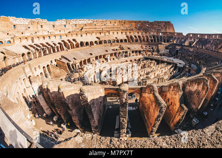 Inside the Roman Colosseum in Rome, Italy panoramic view Stock Photo