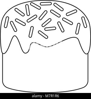 Line art black white traditional easter cake icon Stock Vector