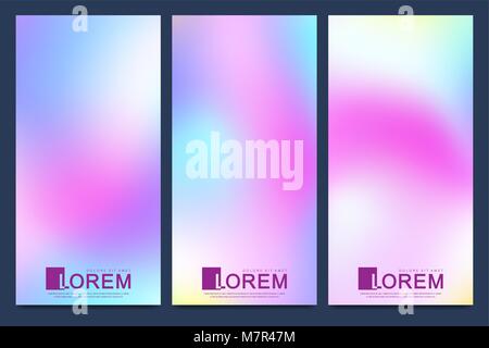 Modern set of vector flyer, web, banner, card, vip, certificate, gift, voucher. Abstract fluid 3d shapes vector trendy liquid colors backgrounds. Colored fluid graphic composition. Stock Vector