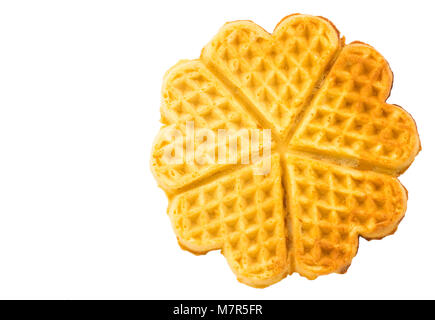 Freshly baked belgian waffles isolated on white background. Stock Photo