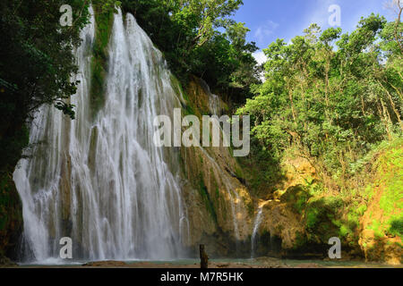 Salto de Limon the waterfall located in the centre of the tropical forest, Samana, Dominikana Republic. Stock Photo