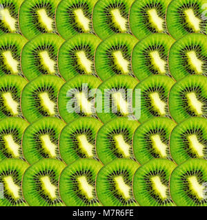 Green kiwi fruit slices texture, real photo food background Stock Photo