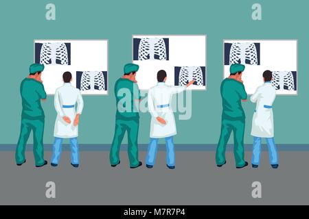 doctors looking at xray Stock Vector