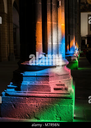 Colourful reflections from stained glass windows in the Catedral de Santa Ana (Cathedral de Santa Ana) Vegueta, Las Palmas de Gran Canaria, Canary Isl Stock Photo