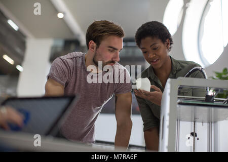 Team working with 3D printer Stock Photo