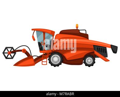 Combine harvester on white background. Abstract illustration of agricultural machinery Stock Vector