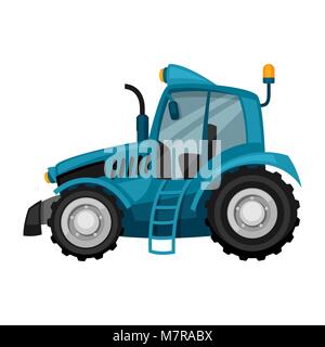 Tractor on white background. Abstract illustration of agricultural machinery Stock Vector