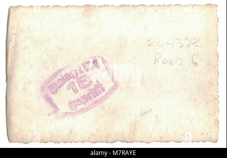 Back of a Photograph stamped with Stalag IV-A, Prisoner of War Camp Stock Photo
