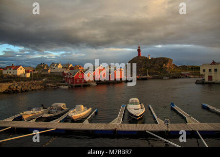 Berth on Ona Island - old fishing community in Sandoy Municipality in Western Norway, now an attractive tourist spot Stock Photo