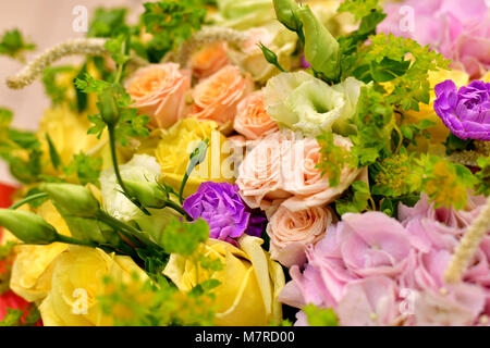 close-up bouquet of different flowers Stock Photo