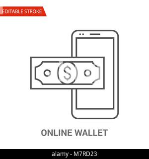 Online Wallet Icon. Thin Line Vector Illustration Stock Vector