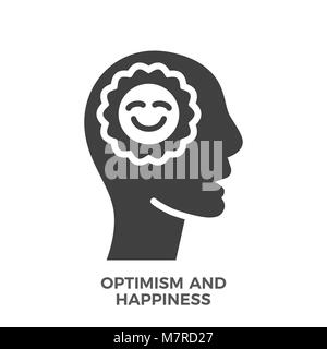 Optimism and Happiness Glyph Vector Icon Isolated on the White Background. Stock Vector