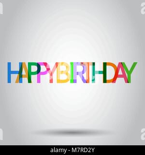 Happy birthday vector icon. Celebration card with text flat vector illustration. Birthday business concept pictogram background. Stock Vector