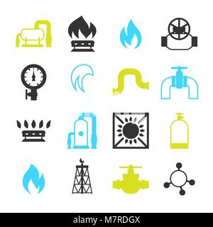 Natural gas production, injection and storage. Set of objects Stock Vector