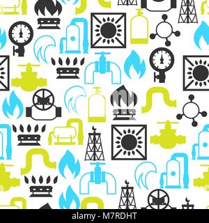 Natural gas production, injection and storage. Industrial seamless pattern Stock Vector