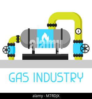 Gas heat exchanger in refinery. Industrial illustration in flat style Stock Vector