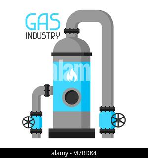 Injection and storage of gas. Industrial illustration in flat style Stock Vector