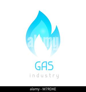 Gas blue flame. Industrial conceptual illustration of fire Stock Vector