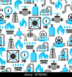 Natural gas production, injection and storage. Industrial seamless pattern Stock Vector