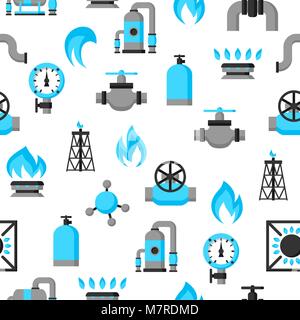Natural gas production, injection and storage. Industrial seamless pattern Stock Vector
