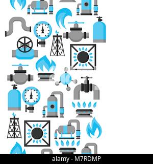 Natural gas production, injection and storage. Industrial seamless pattern Stock Vector