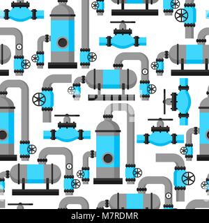 Natural gas heat exchanger, control valves and storage. Industrial seamless pattern Stock Vector
