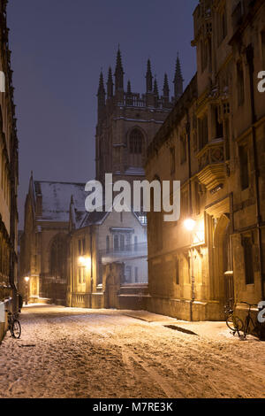 Merton Street And College At Night, Oxford, Uk Stock Photo - Alamy