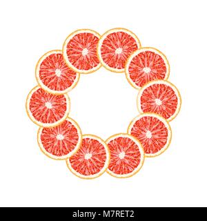 Vector round frame of grapefruit slice. Citrus frame with copy space Stock Vector