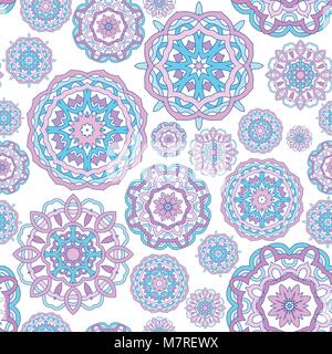 seamless pattern made from abstract circle mandalas on orange background Stock Vector