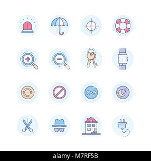 Security and data protection - modern line design style icons set Stock Vector