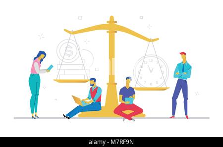 Time against money - flat design style colorful illustration Stock Vector