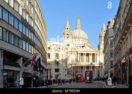 The view of St.Pauls cathedral from Ludgate Hill, City of London England UK Stock Photo