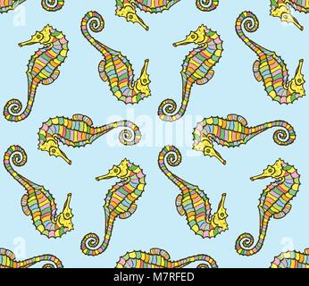 seamless pattern of color seahorse. Vector hippocampus Stock Vector ...