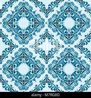 seamless pattern made from abstract blue element on white background Stock Vector