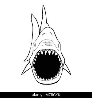 Vector illustration of shark silhouette. Vector shark top view. Stock Vector