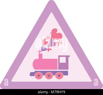 Abstract vector illustration logotype with locomotive,hearts and butterflies Stock Vector