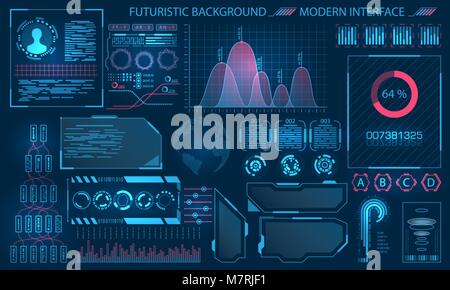 Futuristic Interface HUD Design, Infographic Elements Stock Vector