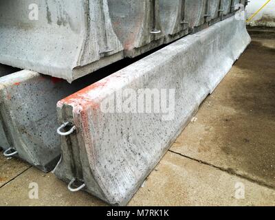 Concrete materials testing finishing bridge deck inspection cylinder strengths concrete barrier precast drainage drop box armored edge construction Stock Photo