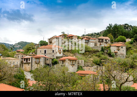 Beautiful traditional achitecture on mountain of Mainalo.Stemnitsa village,Peloponnese.Greece. Stock Photo