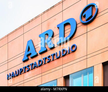 Berlin, Germany - December 8, 2017: Office building of ARD onsortium of public broadcasters in Berlin, Germany Stock Photo