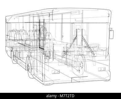 Concept city bus. Vector rendering of 3d Stock Vector