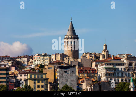 Turkey, Istanbul, city skyline with Galata Tower in Beyoglu district. Stock Photo