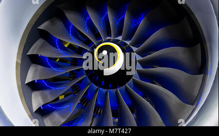 Turbo-jet engine of the plane on close up Stock Photo